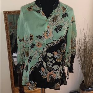 Roberto Cavalli Silk Flower Print Shirt Sz XS